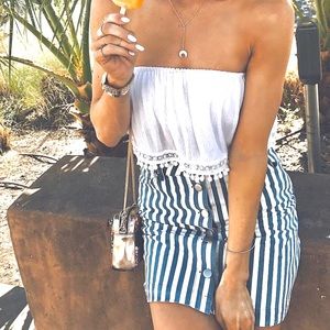 Striped Button Down Mini Skirt